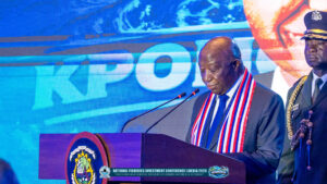 President Boakai speaking at the Kpongama Conference